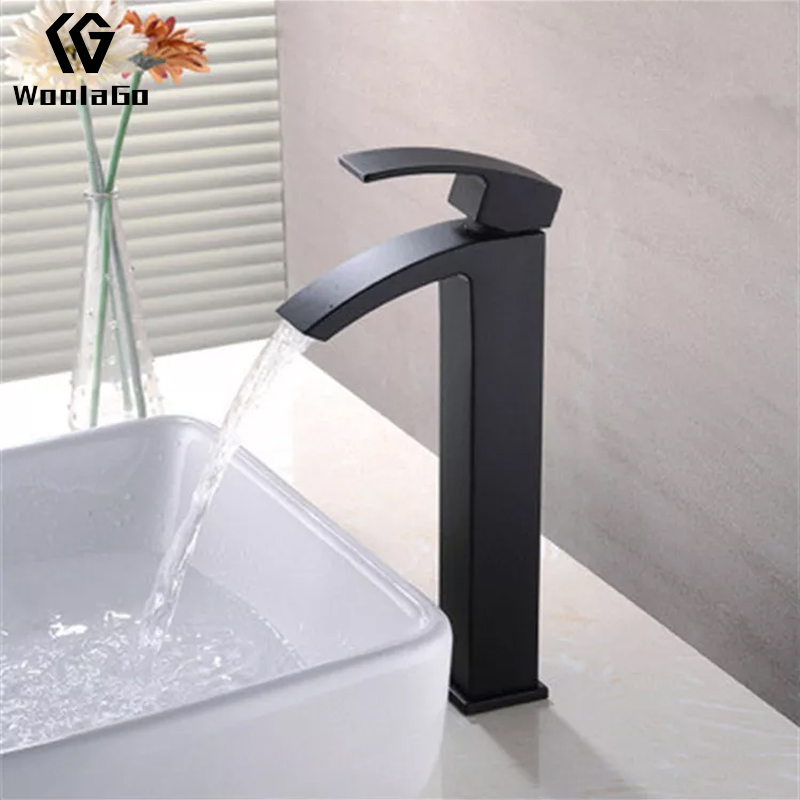 Popular Deck Installation Black Single Handle Water Taps Bathroom Faucet Square Basin Faucet Y230-MB
