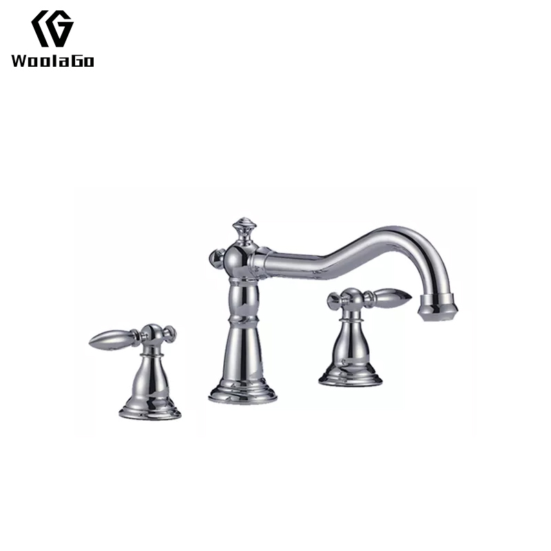Promotion Most Popular Items Decorated Lavatory Dual Handle Washbasin Faucet Chrome Finished J72