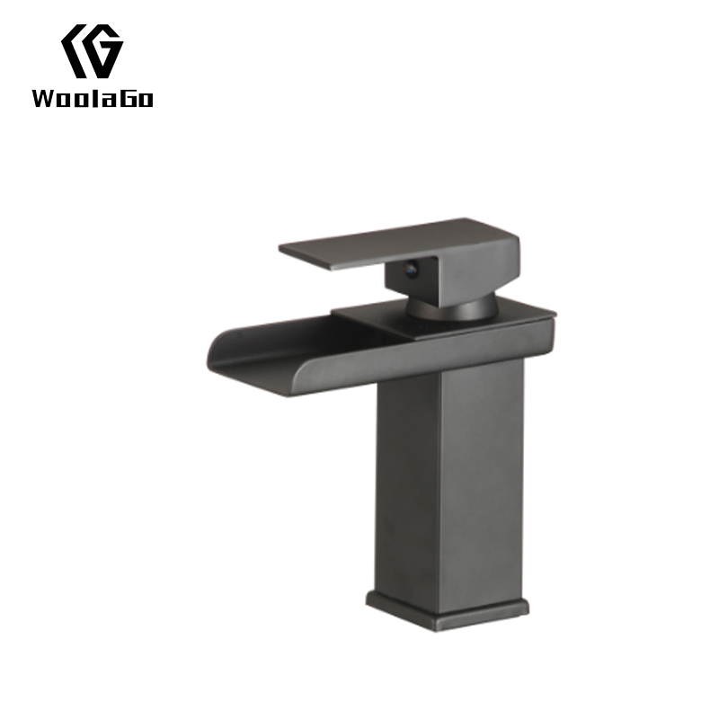 Tidjune Black Bathroom Faucet for Sink Matte Waterfall Single Handle Bathroom Basin Faucet with Basin Lavatory Vanity Mixer Tap J204-MB