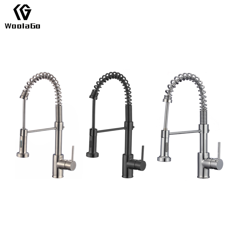High Quality Cupc Kitchen Cabinets Design Faucet Single Handle Single Lever Pull Down Sprayer Spring Kitchen Sink Faucet Modern Kitchen Faucet JK25 