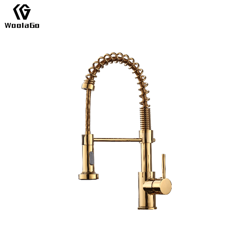 Flexible Faucets Gold Hot and Cold Water Mixer Tap Pull out Sprayer Kitchen Faucet JK82
