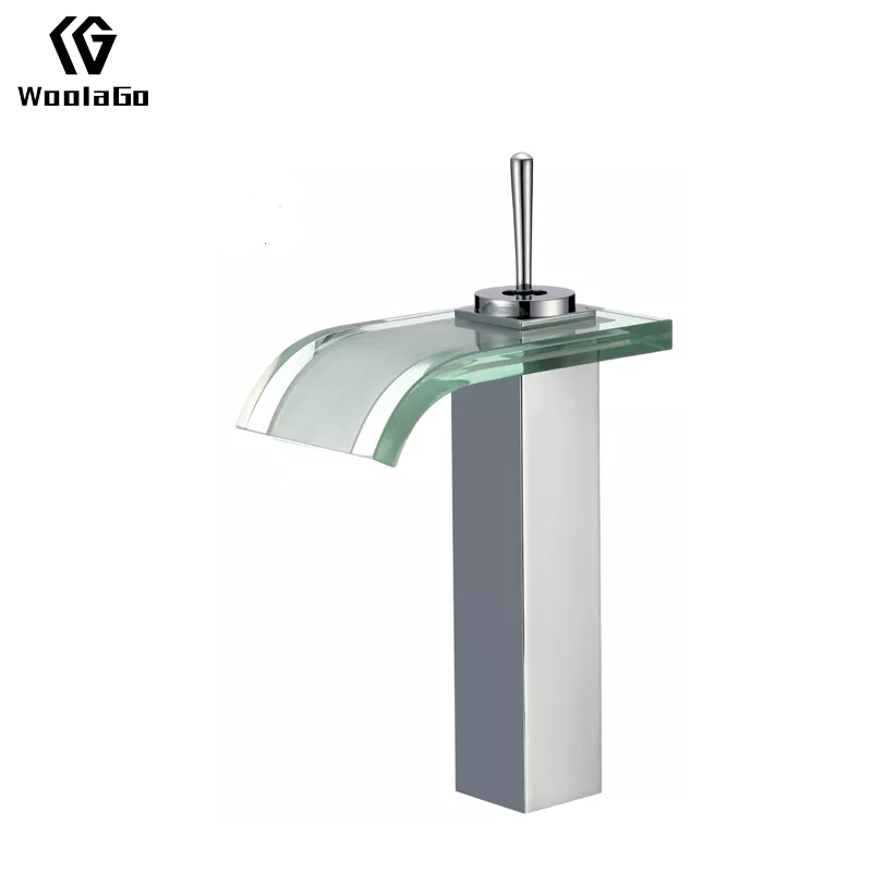 Bathroom Cabinets Faucet Polished Glass Waterfall Faucet Single Hole Vanity Basin Mixer Bathroom Faucet Tap J145