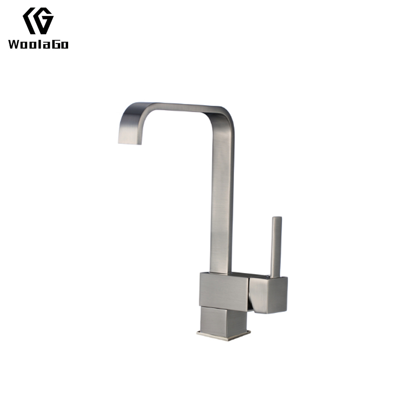 Factory Direct Sell Luxury Square Ceramic Valve Home Kitchen Sink Faucets Brushed Nickel JK95-BN