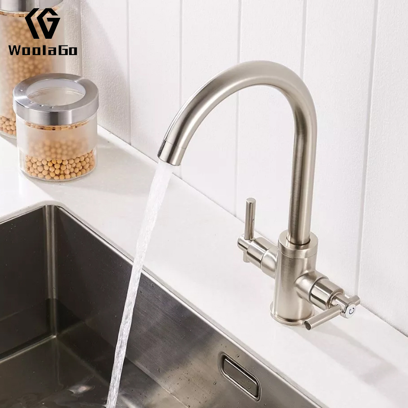 UK Style Sanitary Ware Modern Brass Cold Hot Water Faucet Dual-Handle Kitchen Sink Mixer Taps YK241-BN
